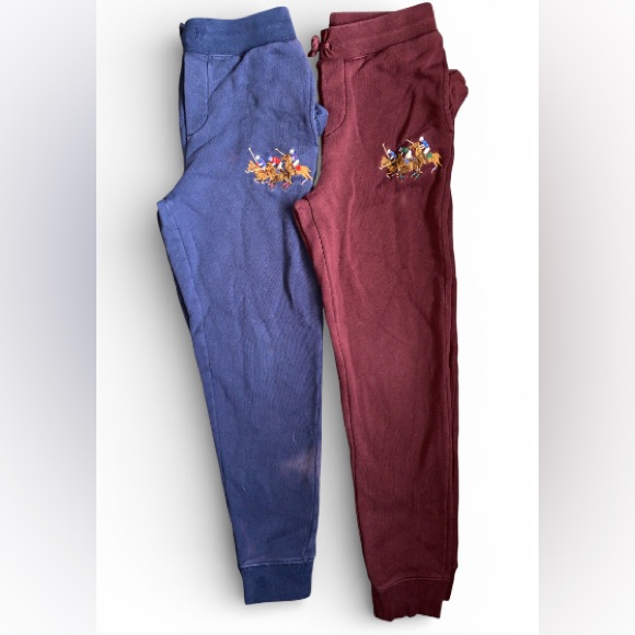 3/$15 *Bleached* Ralph Lauren Blue And Maroon Joggers